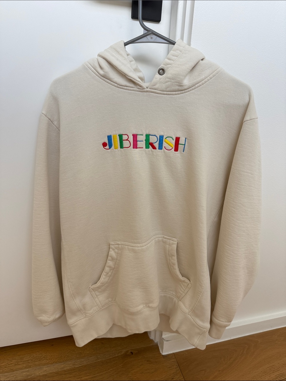 Cream Embroidered Logo Hoodie - Men's/kids Pullover Sweatshirt